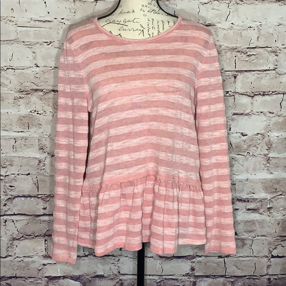 ANTHROPOLOGIE POSTAGE STAMP PEPLUM SWEATER